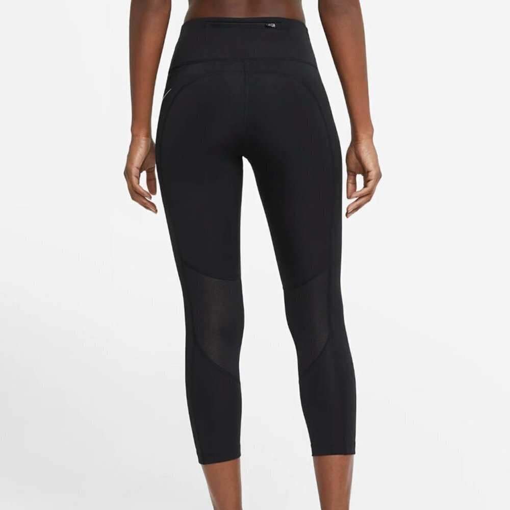 Nike Fast Women's Leggings Sports black  Meduim Mid-Rise Crop Running - Picture 2 of 11